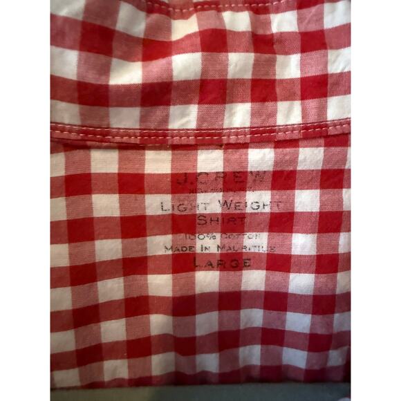 J Crew Picnic Check Lightweight Button Down Shirt Red White L - Picture 4 of 4